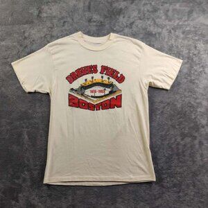VINTAGE 80s Boston Red Sox Shirt Adult Mens Small White Cream Short Sleeve MLB